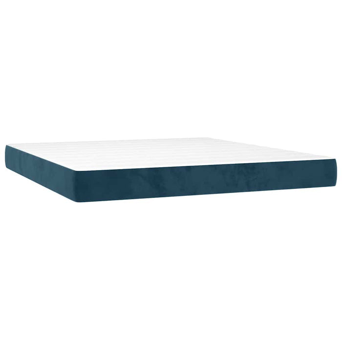 Pat box spring cu saltea, albastru închis, 180x200 cm, catifea WALTI