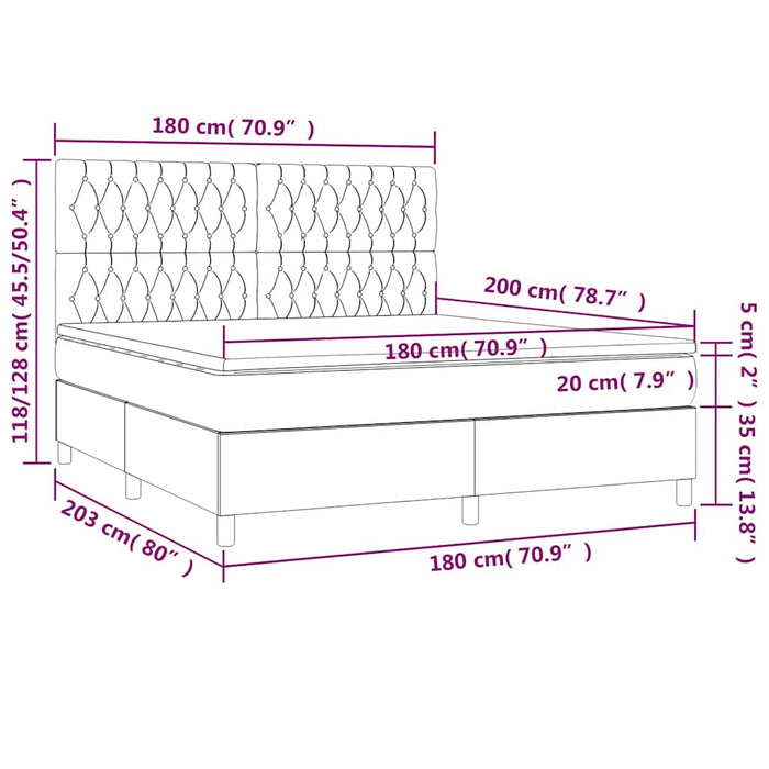 Pat box spring cu saltea, albastru închis, 180x200 cm, catifea WALTI