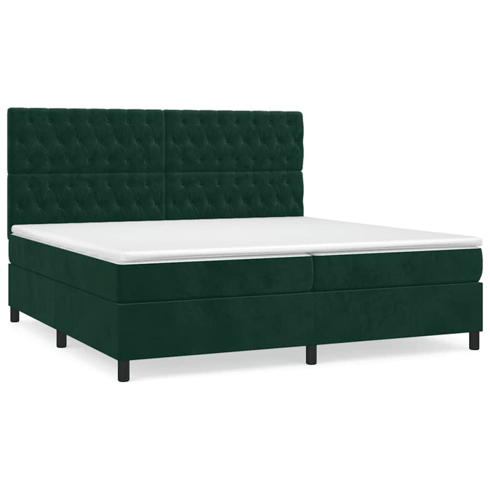 Pat box spring cu saltea, verde închis, 200x200 cm, catifea - WALTI WALTI