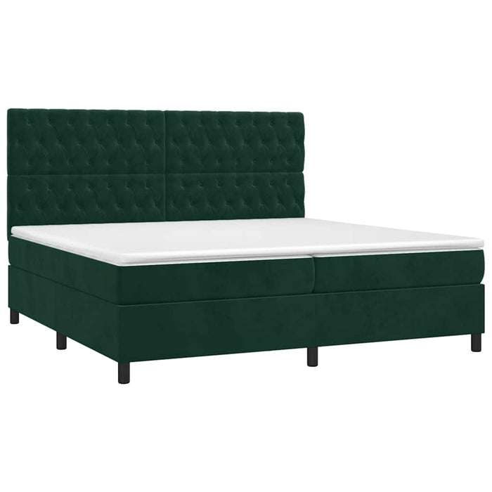 Pat box spring cu saltea, verde închis, 200x200 cm, catifea - WALTI WALTI