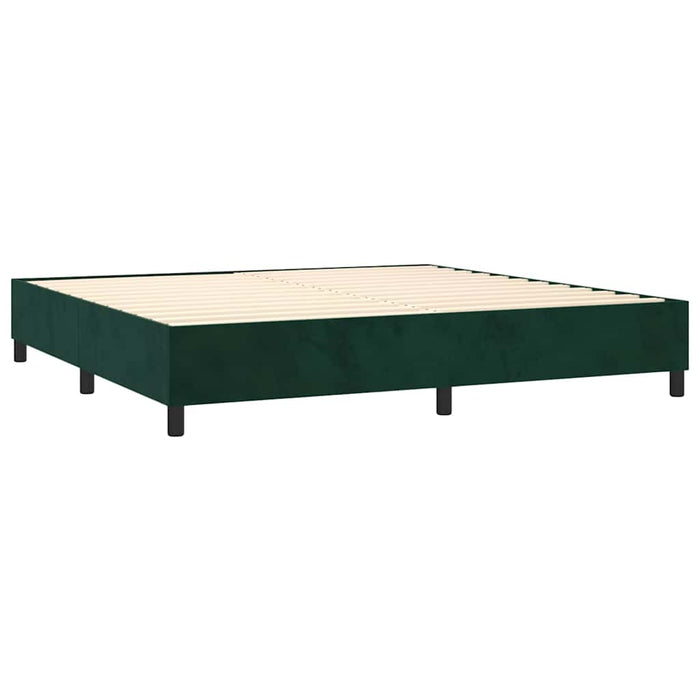 Pat box spring cu saltea, verde închis, 200x200 cm, catifea - WALTI WALTI