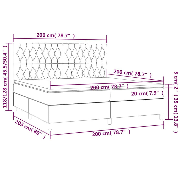 Pat box spring cu saltea, verde închis, 200x200 cm, catifea - WALTI WALTI