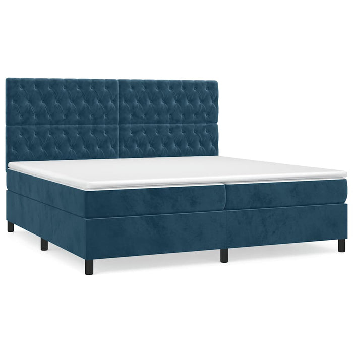 Pat box spring cu saltea, albastru închis, 200x200 cm, catifea - WALTI WALTI