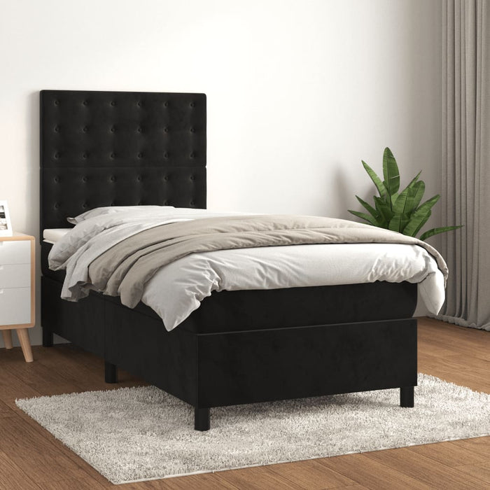 Pat box spring cu saltea, negru, 80x200 cm, catifea - WALTI WALTI