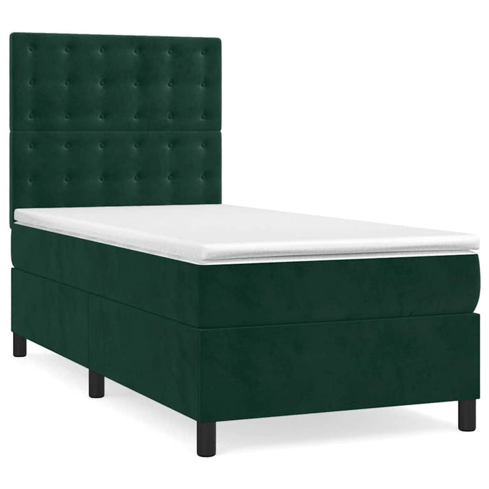 Pat box spring cu saltea, verde închis, 80x200 cm, catifea - WALTI WALTI