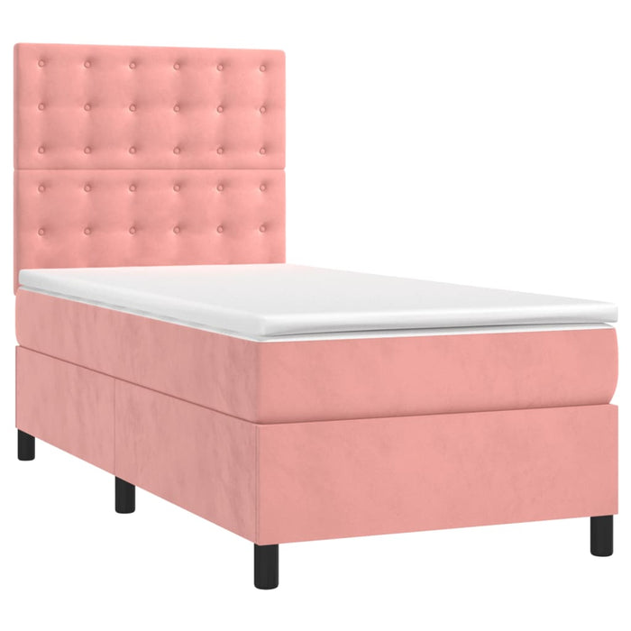 Pat box spring cu saltea, roz, 80x200 cm, catifea - WALTI WALTI