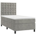 Pat box spring cu saltea, gri deschis, 90x200 cm, catifea - WALTI WALTI