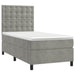 Pat box spring cu saltea, gri deschis, 100x200 cm, catifea - WALTI WALTI