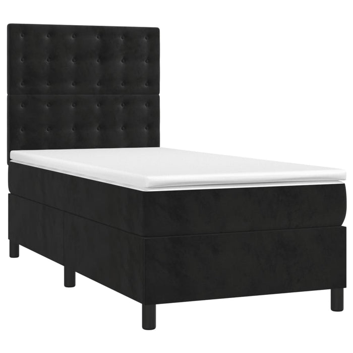Pat box spring cu saltea, negru, 100x200 cm, catifea - WALTI WALTI