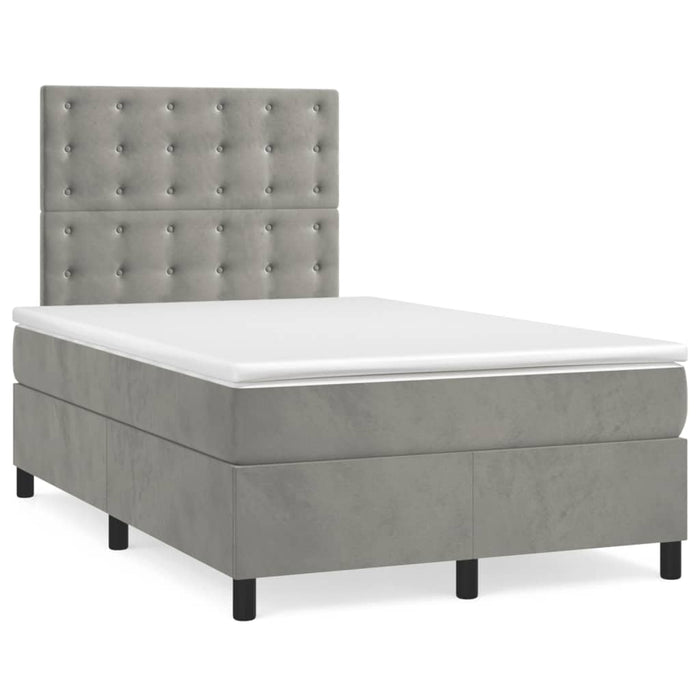 Pat continental cu saltea, gri deschis, 120x200 cm, catifea - WALTI WALTI