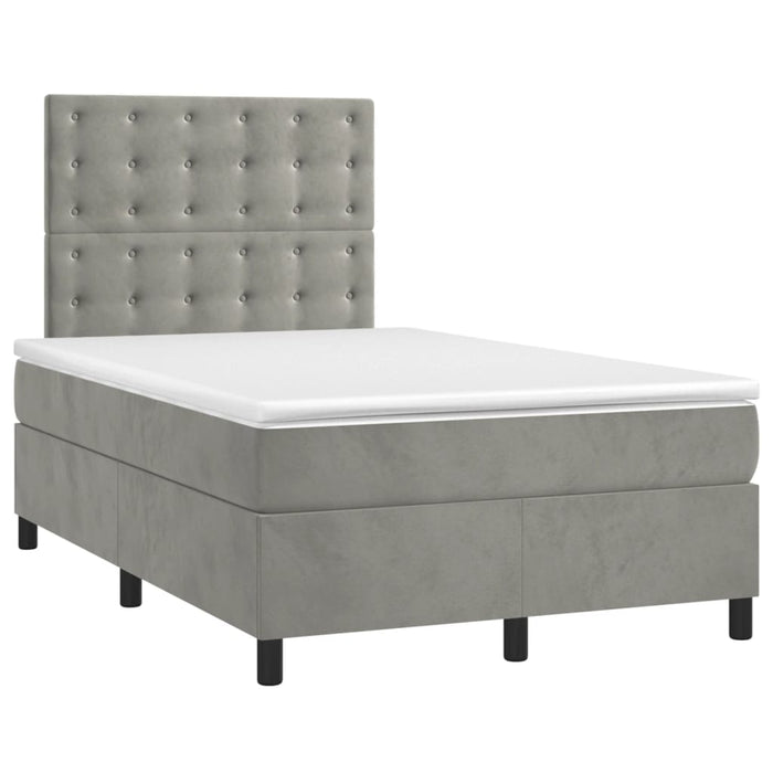 Pat continental cu saltea, gri deschis, 120x200 cm, catifea - WALTI WALTI