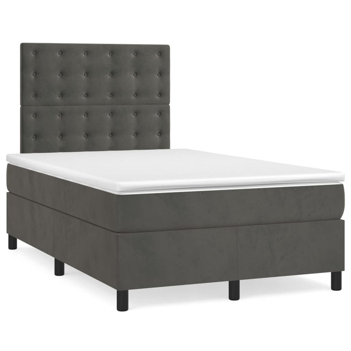 Pat box spring cu saltea, gri închis, 120x200 cm, catifea - WALTI WALTI