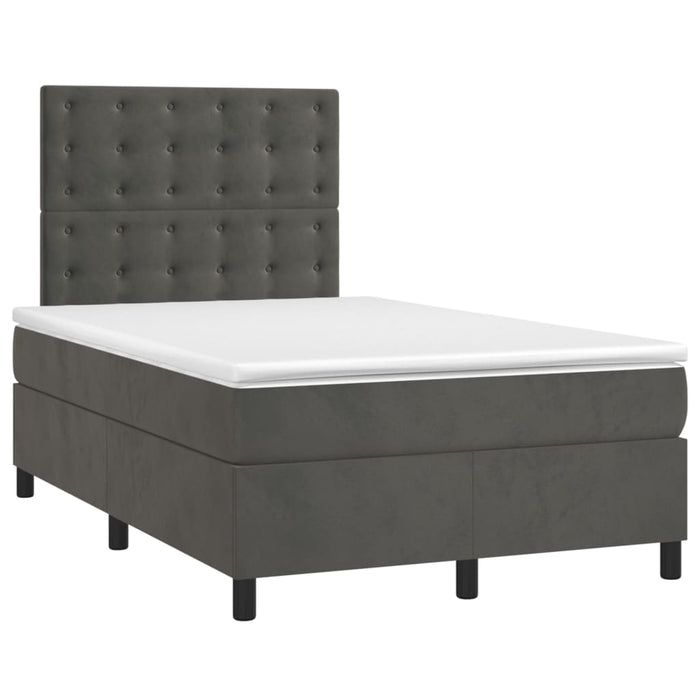 Pat box spring cu saltea, gri închis, 120x200 cm, catifea - WALTI WALTI