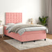 Pat box spring cu saltea, roz, 120x200 cm, catifea - WALTI WALTI