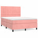 Pat box spring cu saltea, roz, 140x190 cm, catifea - WALTI WALTI