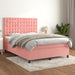 Pat box spring cu saltea, roz, 140x190 cm, catifea - WALTI WALTI