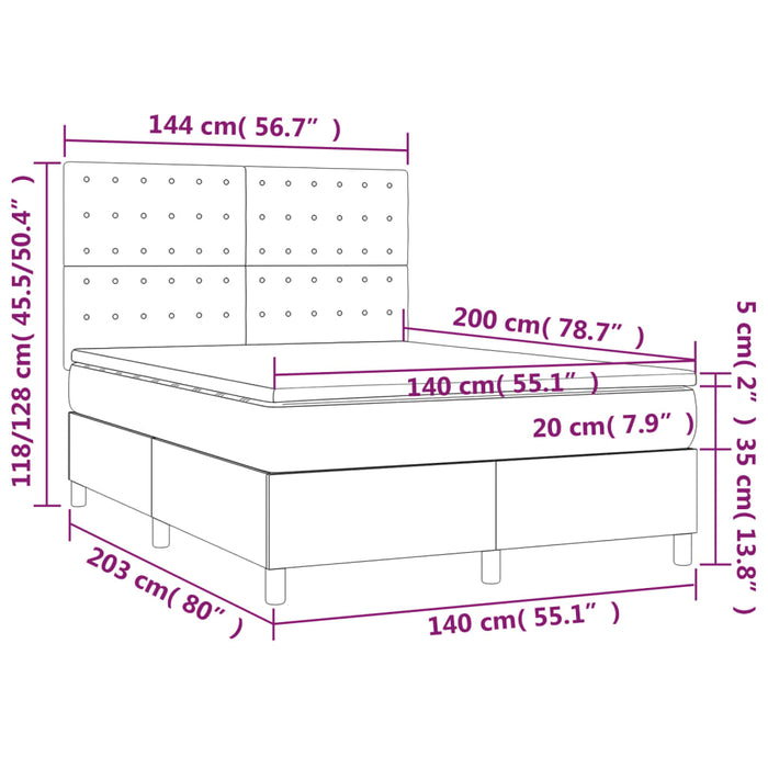 Pat box spring cu saltea, negru, 140x200 cm, catifea - WALTI WALTI