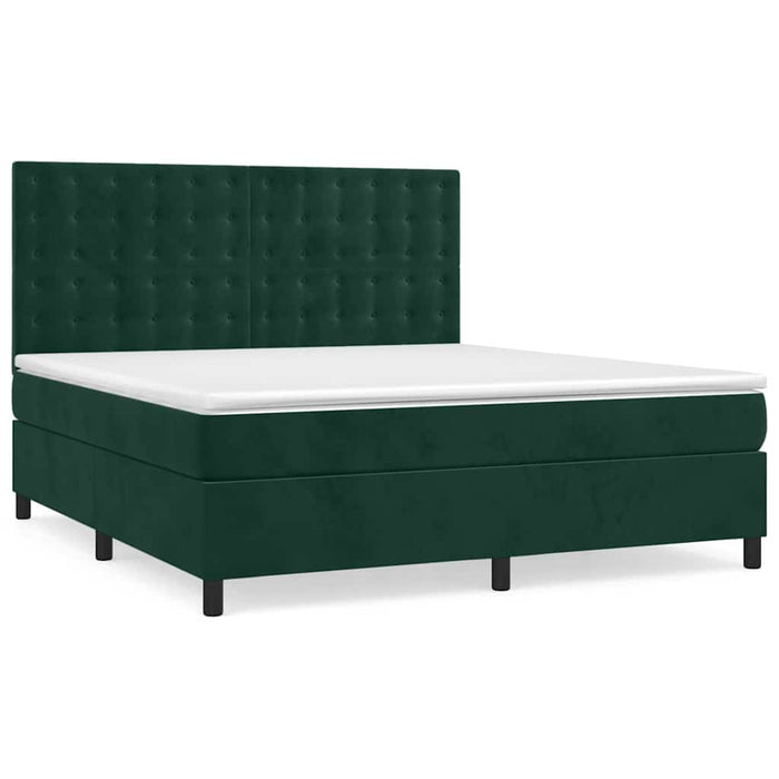 Pat box spring cu saltea, verde închis, 160x200 cm, catifea - WALTI WALTI