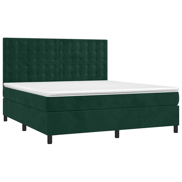 Pat box spring cu saltea, verde închis, 160x200 cm, catifea - WALTI WALTI