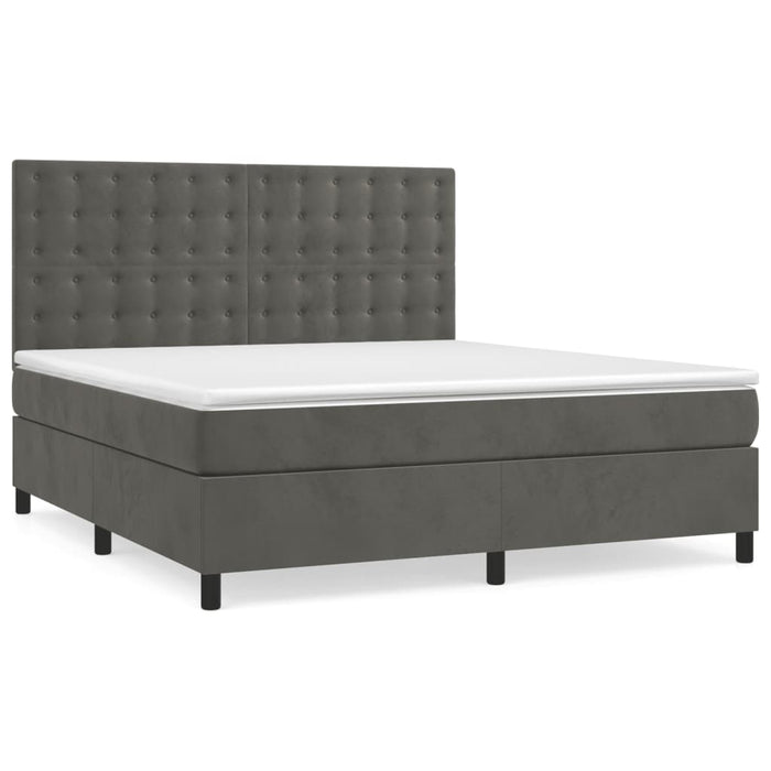 Pat box spring cu saltea, gri închis, 180x200 cm, catifea - WALTI WALTI