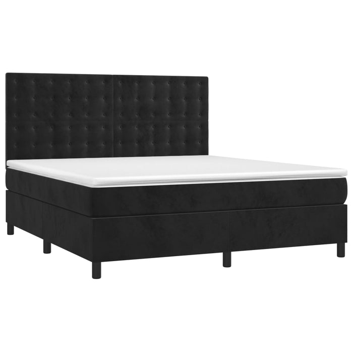 Pat box spring cu saltea, negru, 180x200 cm, catifea - WALTI WALTI