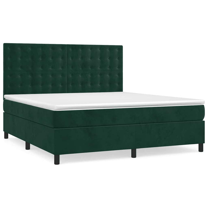 Pat box spring cu saltea, verde închis, 180x200 cm, catifea - WALTI WALTI