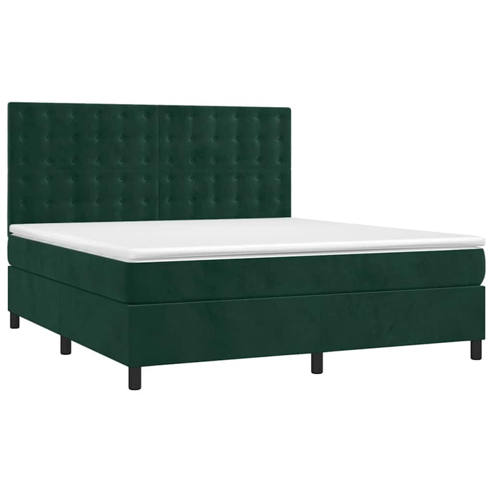 Pat box spring cu saltea, verde închis, 180x200 cm, catifea - WALTI WALTI