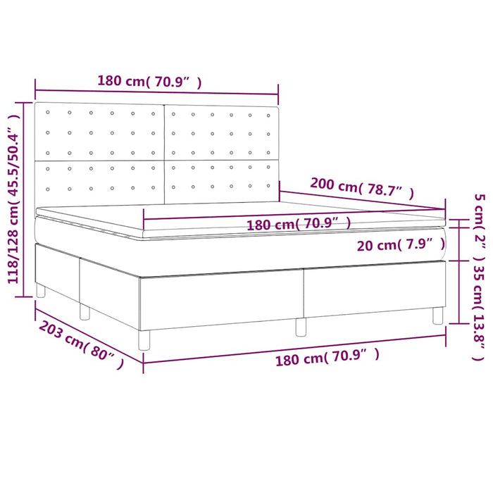 Pat box spring cu saltea, albastru închis, 180x200 cm, catifea WALTI