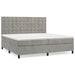 Pat box spring cu saltea, gri deschis, 200x200 cm, catifea - WALTI WALTI
