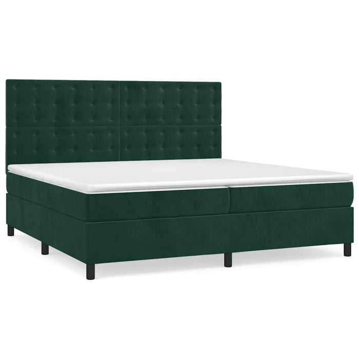 Pat box spring cu saltea, verde închis, 200x200 cm, catifea - WALTI WALTI