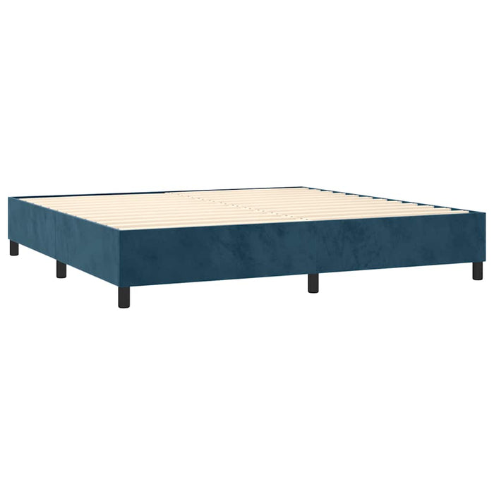Pat box spring cu saltea, albastru închis, 200x200 cm, catifea - WALTI WALTI