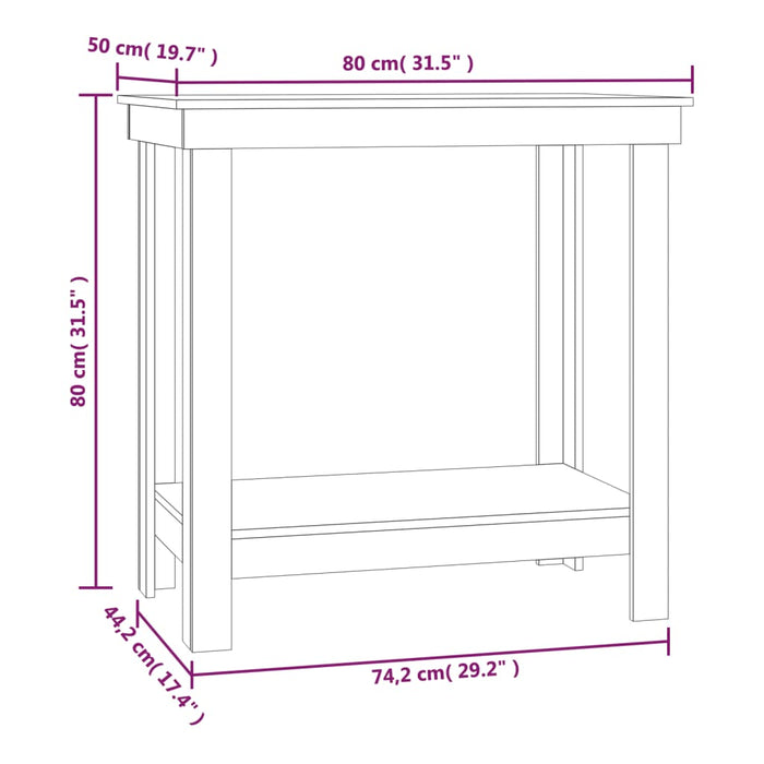 Banc de lucru, negru, 80x50x80 cm, lemn masiv pin WALTI