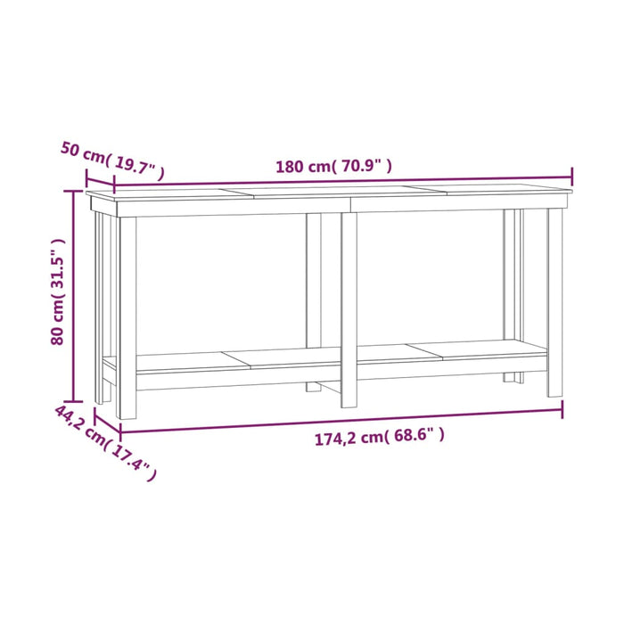 Banc de lucru, 180x50x80 cm, lemn masiv pin - WALTI WALTI