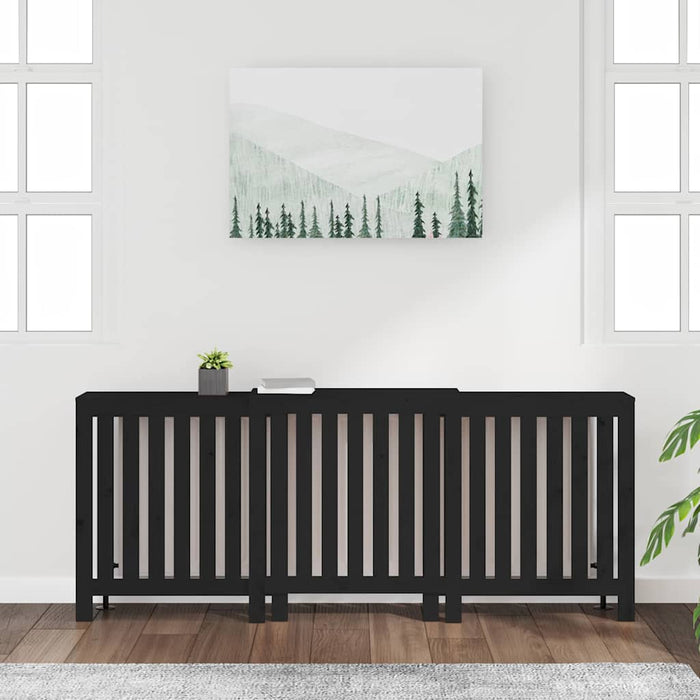 Mască pentru calorifer, negru, 210x21x85 cm, lemn masiv de pin WALTI