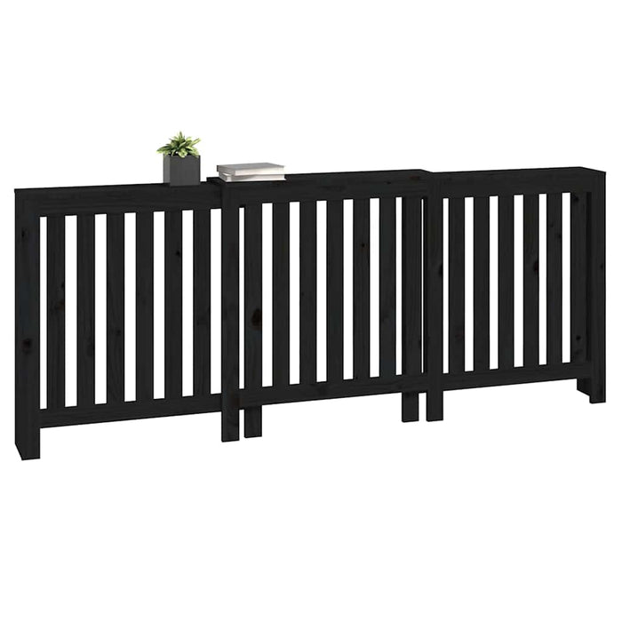 Mască pentru calorifer, negru, 210x21x85 cm, lemn masiv de pin WALTI