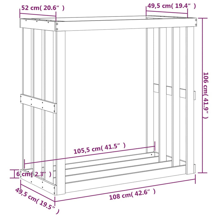 Suport bușteni de exterior, alb, 108x52x106 cm, lemn masiv pin - WALTI WALTI