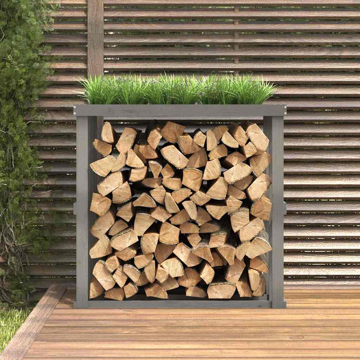 Suport bușteni de exterior, gri, 108x52x106 cm, lemn masiv pin WALTI