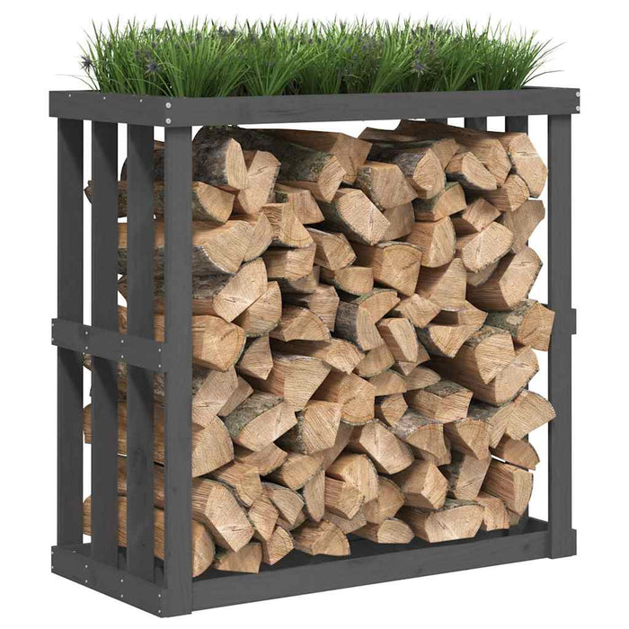 Suport bușteni de exterior, gri, 108x52x106 cm, lemn masiv pin WALTI