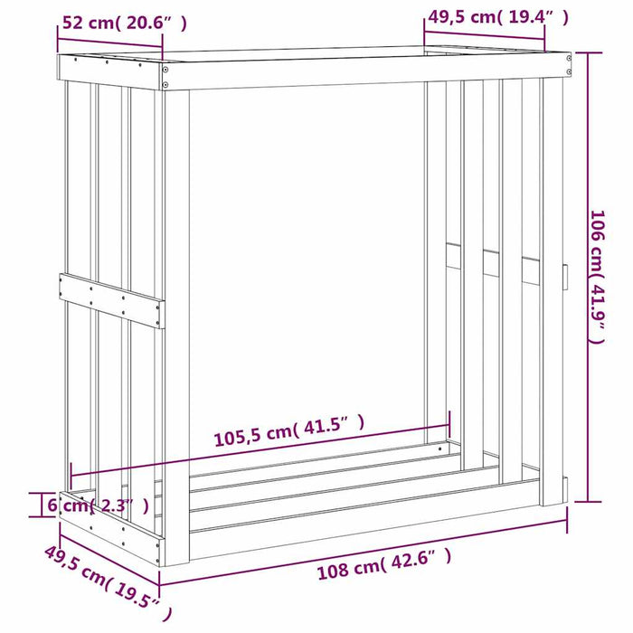 Suport bușteni de exterior, gri, 108x52x106 cm, lemn masiv pin WALTI