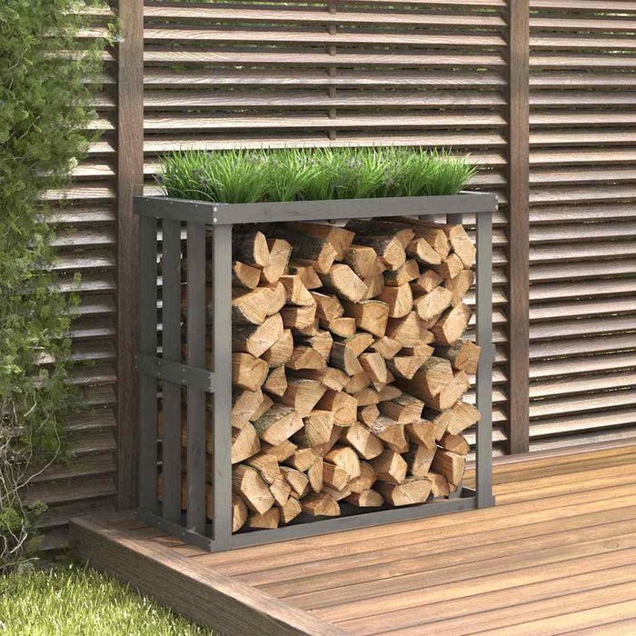 Suport bușteni de exterior, gri, 108x52x106 cm, lemn masiv pin WALTI