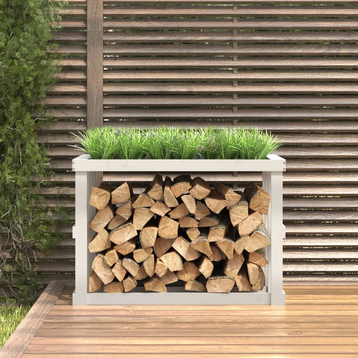 Suport bușteni de exterior, alb, 108x52x74 cm, lemn masiv pin - WALTI WALTI
