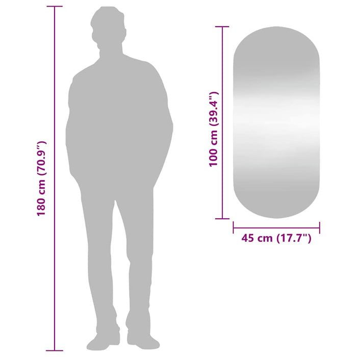 Oglindă de perete, 45x100 cm, oval, sticlă WALTI