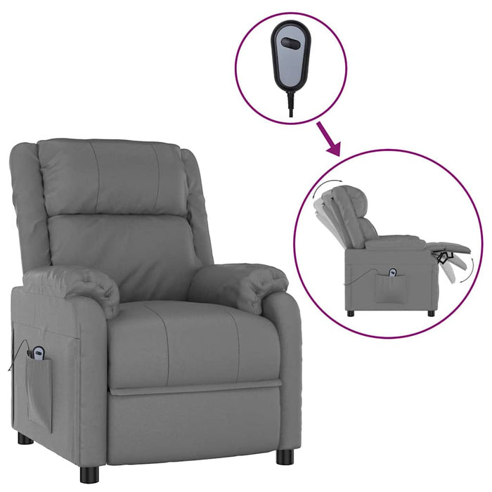 Fotoliu rabatabil electric, gri, piele ecologică WALTI
