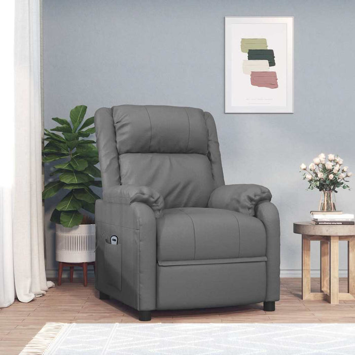 Fotoliu rabatabil electric, gri, piele ecologică WALTI