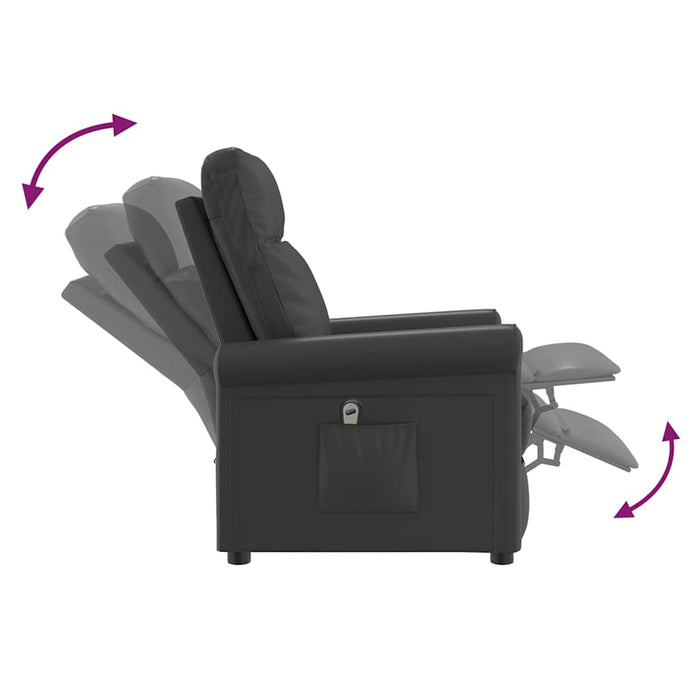 Fotoliu rabatabil electric, negru, piele ecologică WALTI