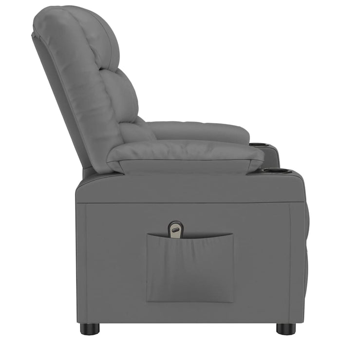 Fotoliu rabatabil electric, gri, piele ecologică - WALTI WALTI