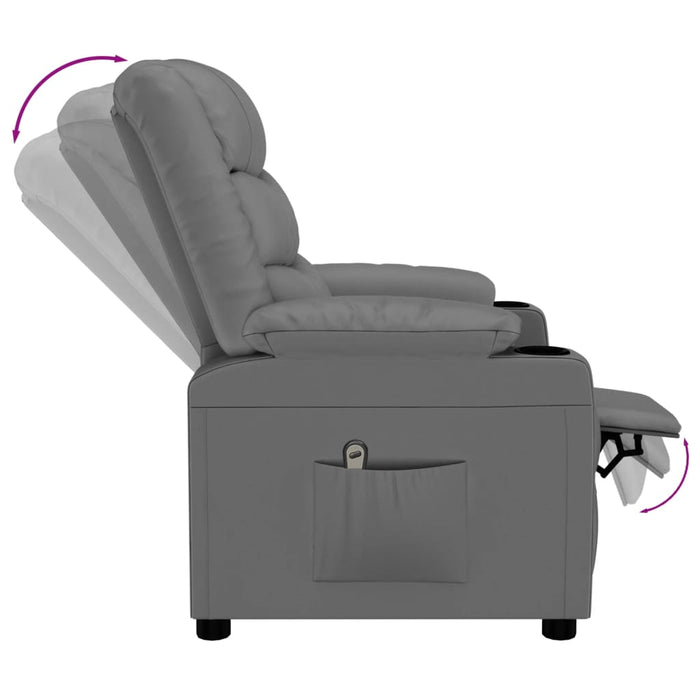 Fotoliu rabatabil electric, gri, piele ecologică - WALTI WALTI