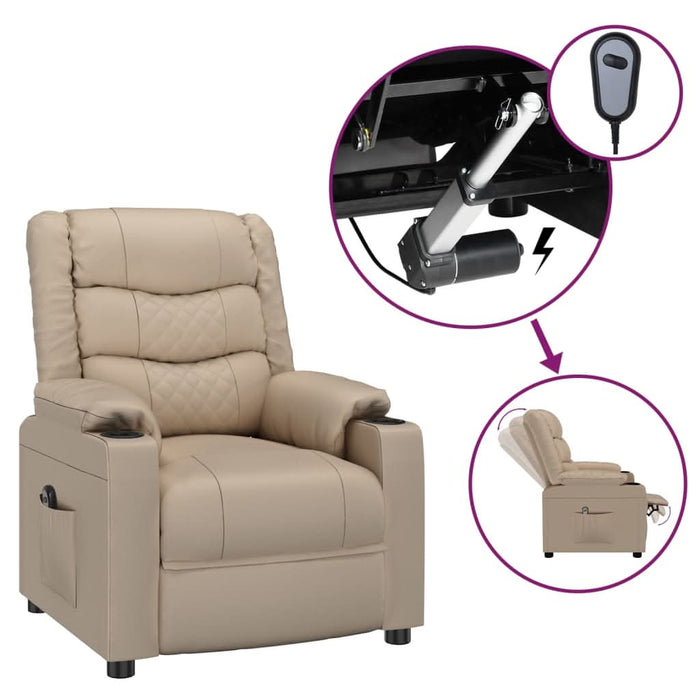 Fotoliu rabatabil electric, cappuccino, piele ecologică - WALTI WALTI