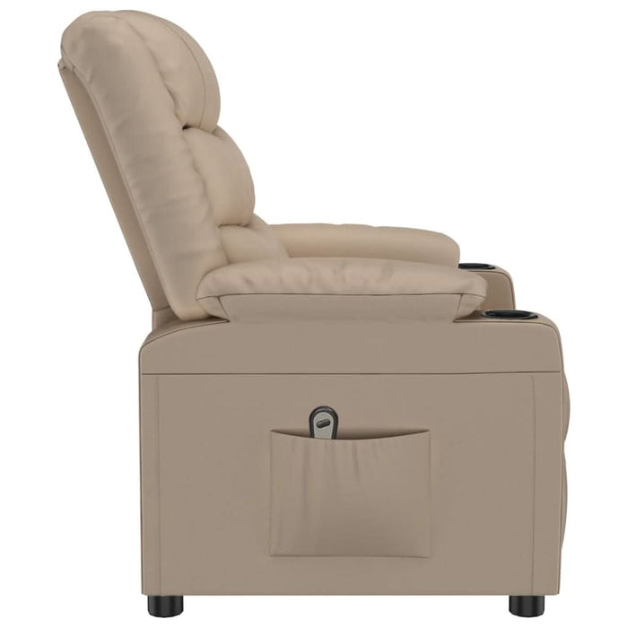 Fotoliu rabatabil electric, cappuccino, piele ecologică - WALTI WALTI