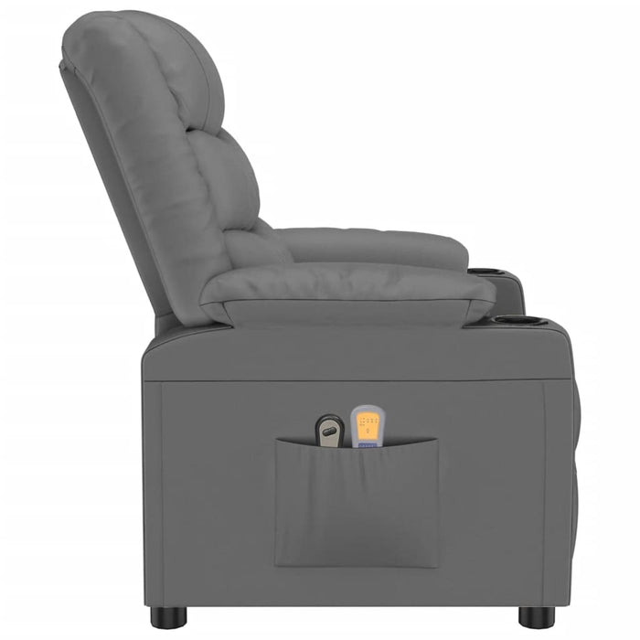 Fotoliu de masaj electric, gri, piele ecologică WALTI